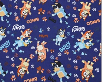 Cartoon bluey 100% cotton fabric by half yard