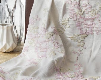 Elegant floral embossed jacquard designer brocade  fabric by meter