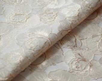 Rose gold thread  jacquard designer brocade embossed fabric by meter