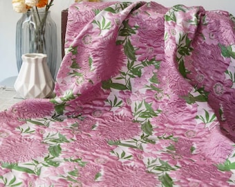 Romantic pink floral embossed upholstery jacquard designer brocade cushion sofa fabric by meter