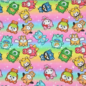 Cartoon kitty  100% cotton fabric by half yard