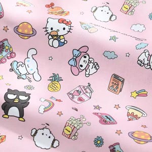 Cartoon kitty  100% cotton fabric by half yard