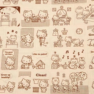Cartoon kitty  100% cotton fabric by half yard