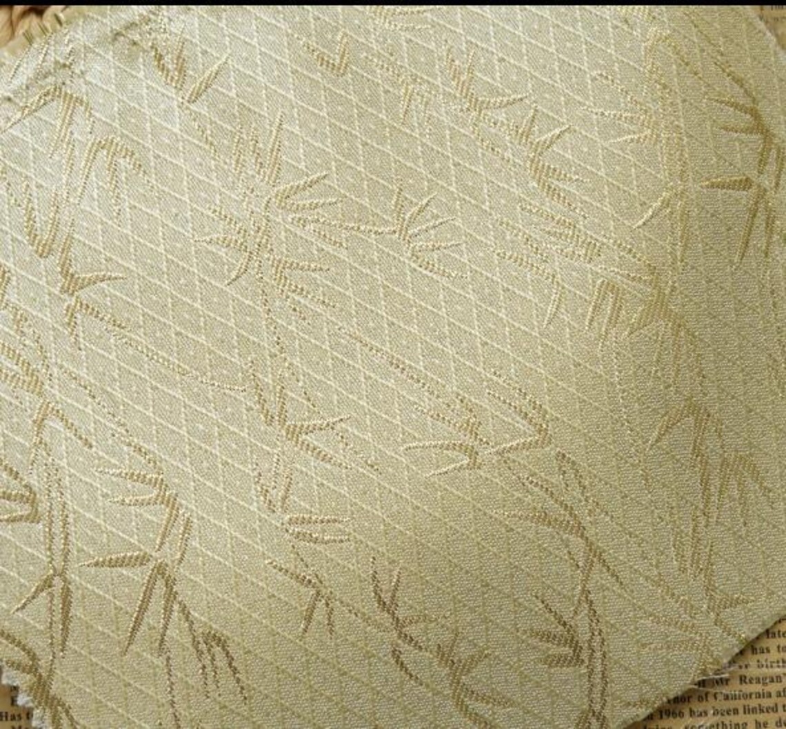 Pastel Green Bamboo Gold Thread Jacquard Designer Brocade Embossed ...