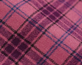 Luxurious Berry Plaid Twill Coating Fabric - 70% Wool Blend - Heavy 665g/m - 60" Wide - Autumn/Winter Coat Material