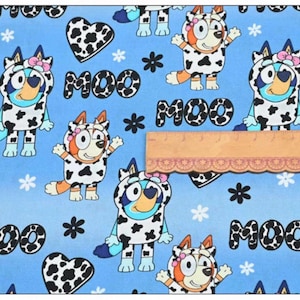 Cartoon bluey 100% cotton fabric by half yard