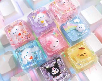 Sanrio kuromi,cinnamoroll, melody keybroad cap, keycap, handmade resin 12mm height, 1U