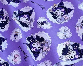 Cartoon japan twill melody kuromi  100% cotton fabric by half yard