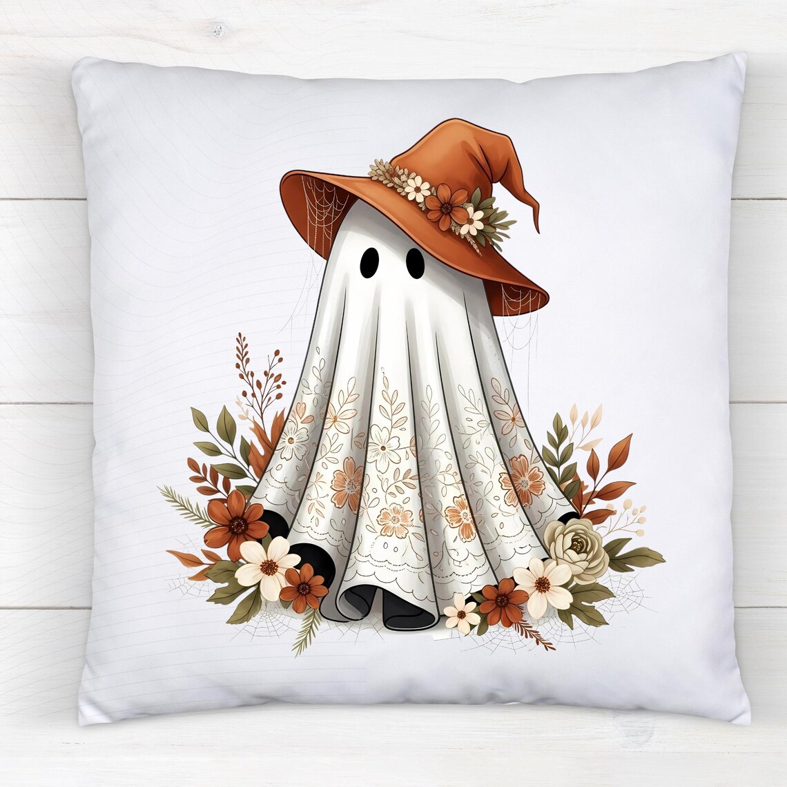Fall Floral Ghost PNG | Cute Halloween Ghost Clipart | Autumn Witch ...