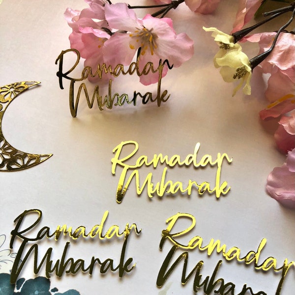 Mirror Foil Ramadan Mubarak Cupcake Charms | Cake Charms | Cakesicle Charms