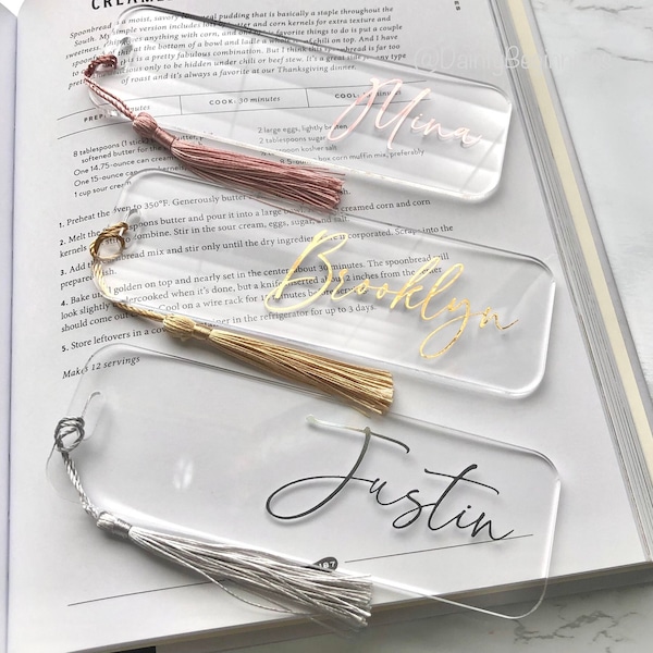 Personalized Clear Acrylic Bookmark with Tassel: Planner & Journal