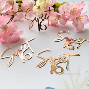 Sweet 16 Cupcake Toppers: Mirror Foil Cakesicle Charms (Set of 6)