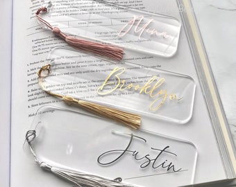 Personalized Clear Acrylic Bookmark with Tassel: Planner & Journal