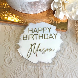Personalized Acrylic Hexagon Birthday Cake Topper: Painted Finish