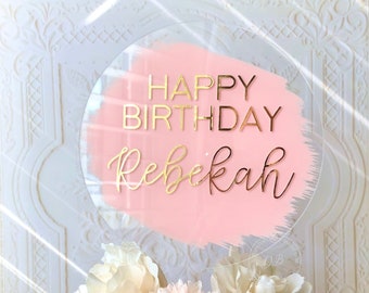 Personalized Acrylic Birthday Cake Topper | Painted Cake Topper