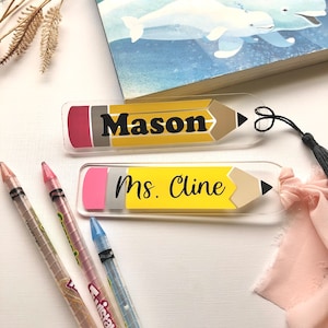 Personalized Pencil Bookmark: Teacher Appreciation Gift, Acrylic Bookmark