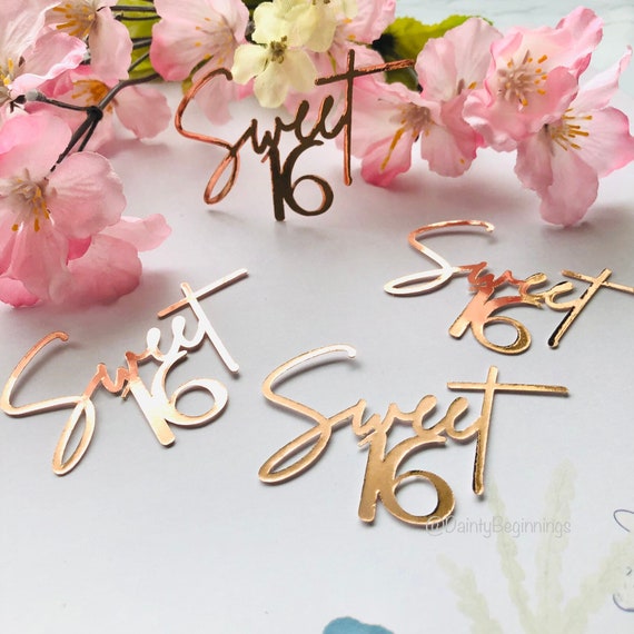 Sweet 16 Cupcake Toppers: Mirror Foil Cakesicle Charms (Set of 6)