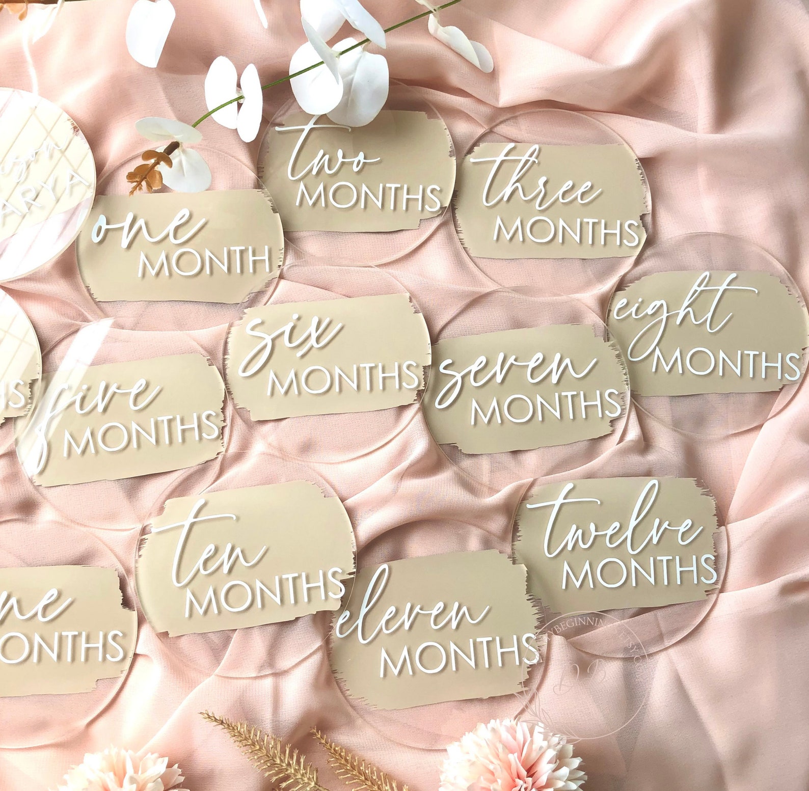 Acrylic Baby Milestones | 12 Months Announcement Set | Newborn Photo ...