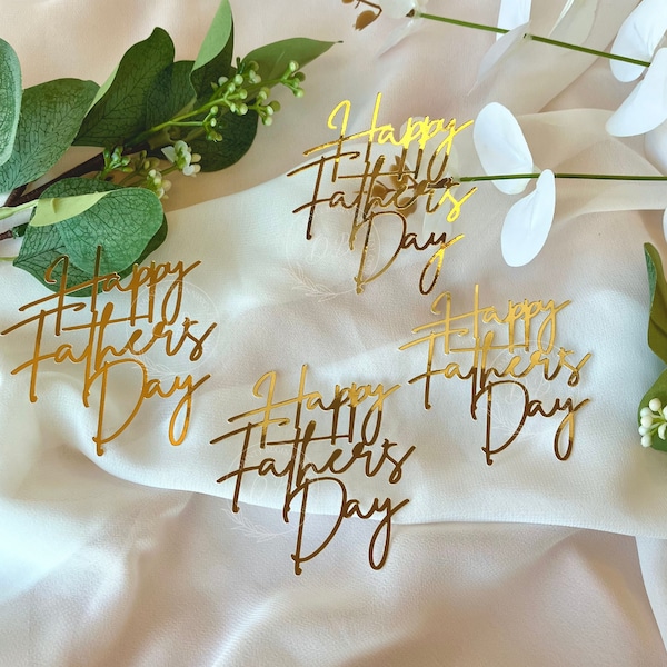 Happy Father's Day Cupcake Topper Charm | Mirror | Glitter | SET OF 6