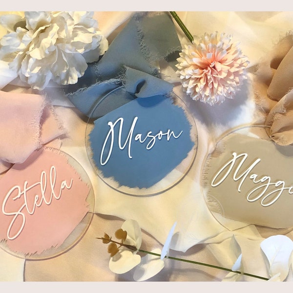 Personalized Acrylic Ornament | Custom Name Tag | Painted Gift Tag | Stocking Tag | Stocking Stuffer