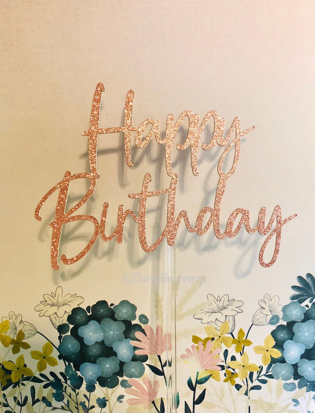 Glitter Happy Birthday Cake Topper Rose Gold Cake Topper - Etsy