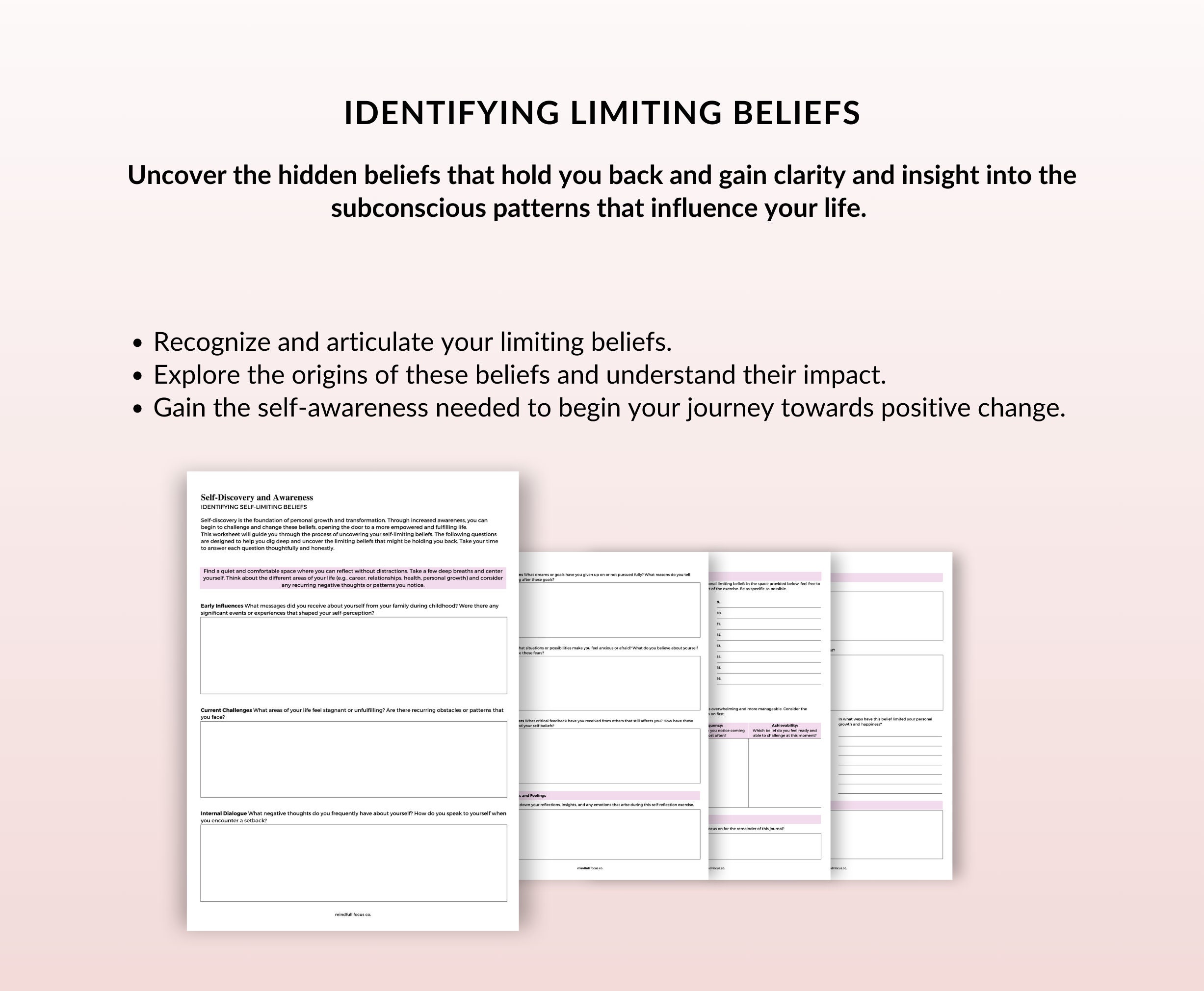 Limiting Beliefs Worksheet, Self Therapy, Mental Health, Personal ...