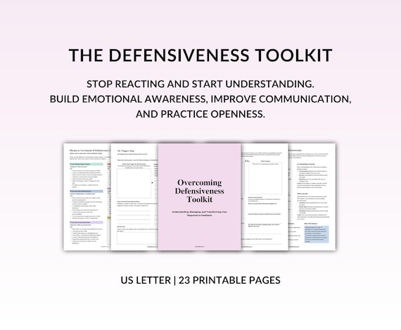 Defensiveness Toolkit, Communication Worksheet, Emotional Regulation, Triggers, Self Reflection Journal, Mental Health Printable, Self Help