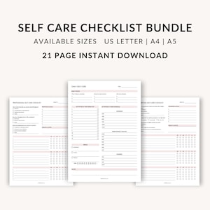 Self Care Checklist, Self Care Journal, Mental Health Printable, Routine Planner, Wellness Planner, Self Care Planner, Planner Inserts