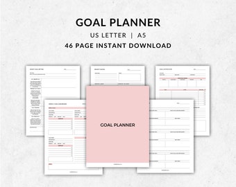 Planificador de objetivos imprimible, Plantilla imprimible de productividad, Set de planificadores, Planificador diario, semanal y mensual, Insertos para planificador, Plantilla para seguimiento de objetivos