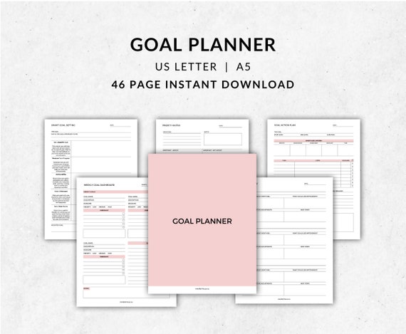 Printable Goal Planner, Productivity Printable, Planner Set, Daily, Weekly, Monthly Planner, Planner Inserts, Goal Tracking Template
