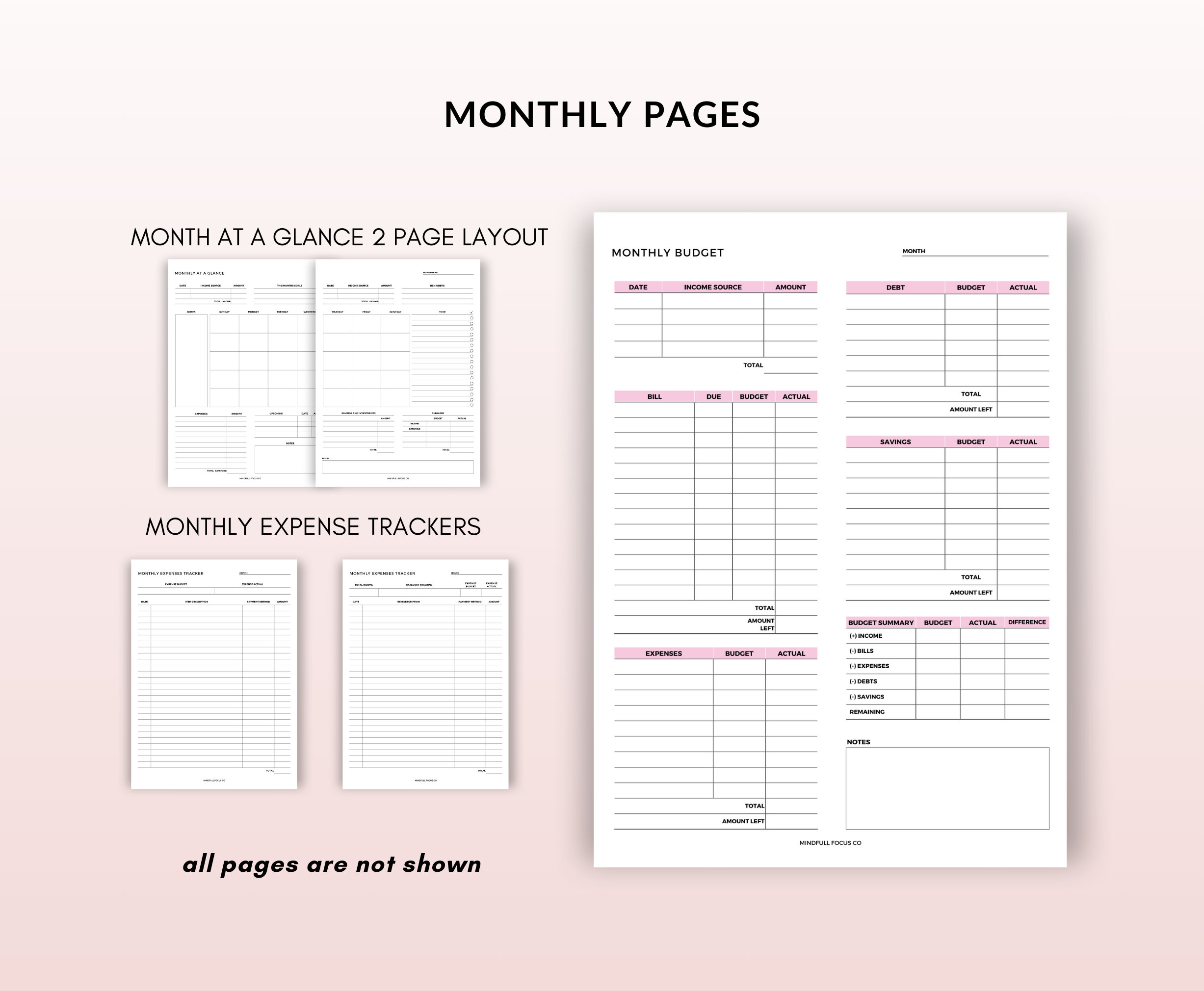 Printable Expense Tracker, Budget Binder Inserts, Spending Tracker