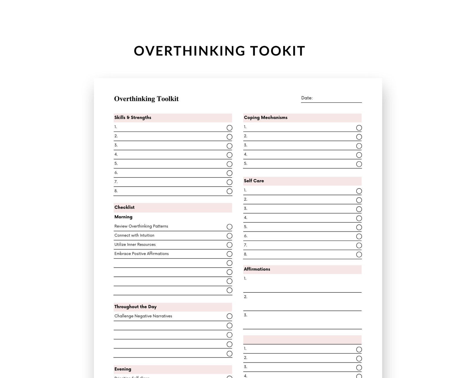 Overthinking Worksheets Mental Health Worksheets Self Help Therapy