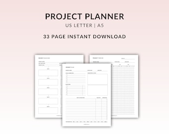 Printable Project Planner, Work Productivity, Goal Planner, Task Tracker, Planning Template, Planner Insert, Productivity Planner, A5 Insert