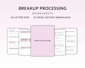 Breakup Processing Worksheets | Self-Reflection | Healing Journal | Emotional Healing | Relationship Closure | Mental Health Worksheets
