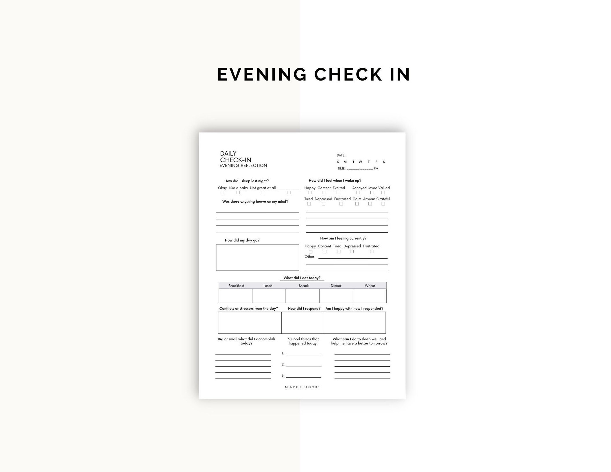 Daily Mental Health Check in printable Journal daily Journal - Etsy