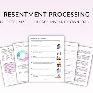 Resentment processing worksheets,therapy worksheets, self help worksheets, mental health worksheets, self guided worksheets