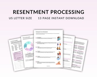 Resentment Worksheets, Therapy Tools, Mental Health, Conflict Resolution, Printable Journal, Therapy Worksheets, Instant Download, Inserts