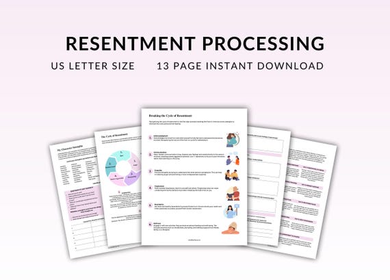 Resentment Worksheets, Therapy Tools, Mental Health, Conflict Resolution, Printable Journal, Therapy Worksheets, Instant Download, Inserts