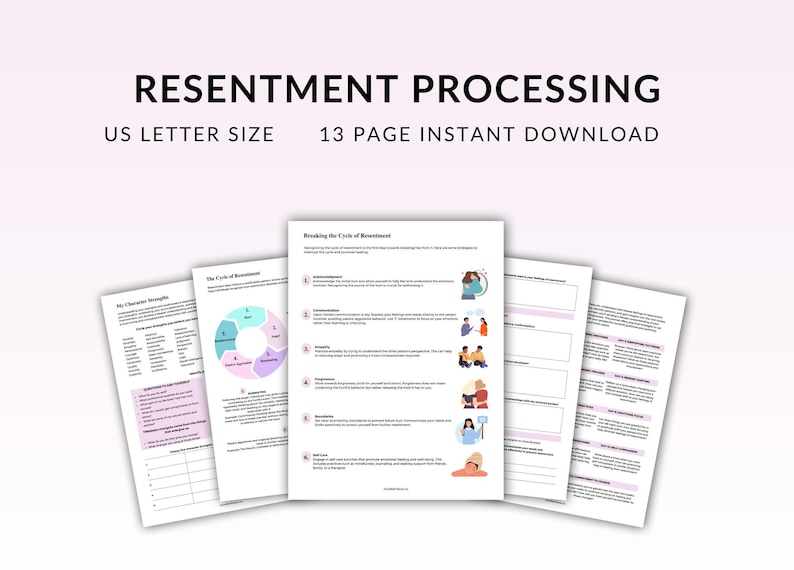 Resentment processing worksheets,therapy worksheets, self help worksheets, mental health worksheets, self guided worksheets