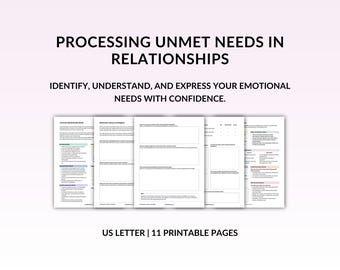 Processing Unmet Needs in Relationships, Therapy Worksheets, Relationship Healing, Emotional Support, Therapy Resources, Self Help Printable