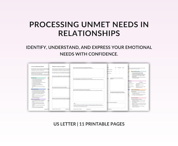 Processing Unmet Needs in Relationships, Therapy Worksheets, Relationship Healing, Emotional Support, Therapy Resources, Self Help Printable
