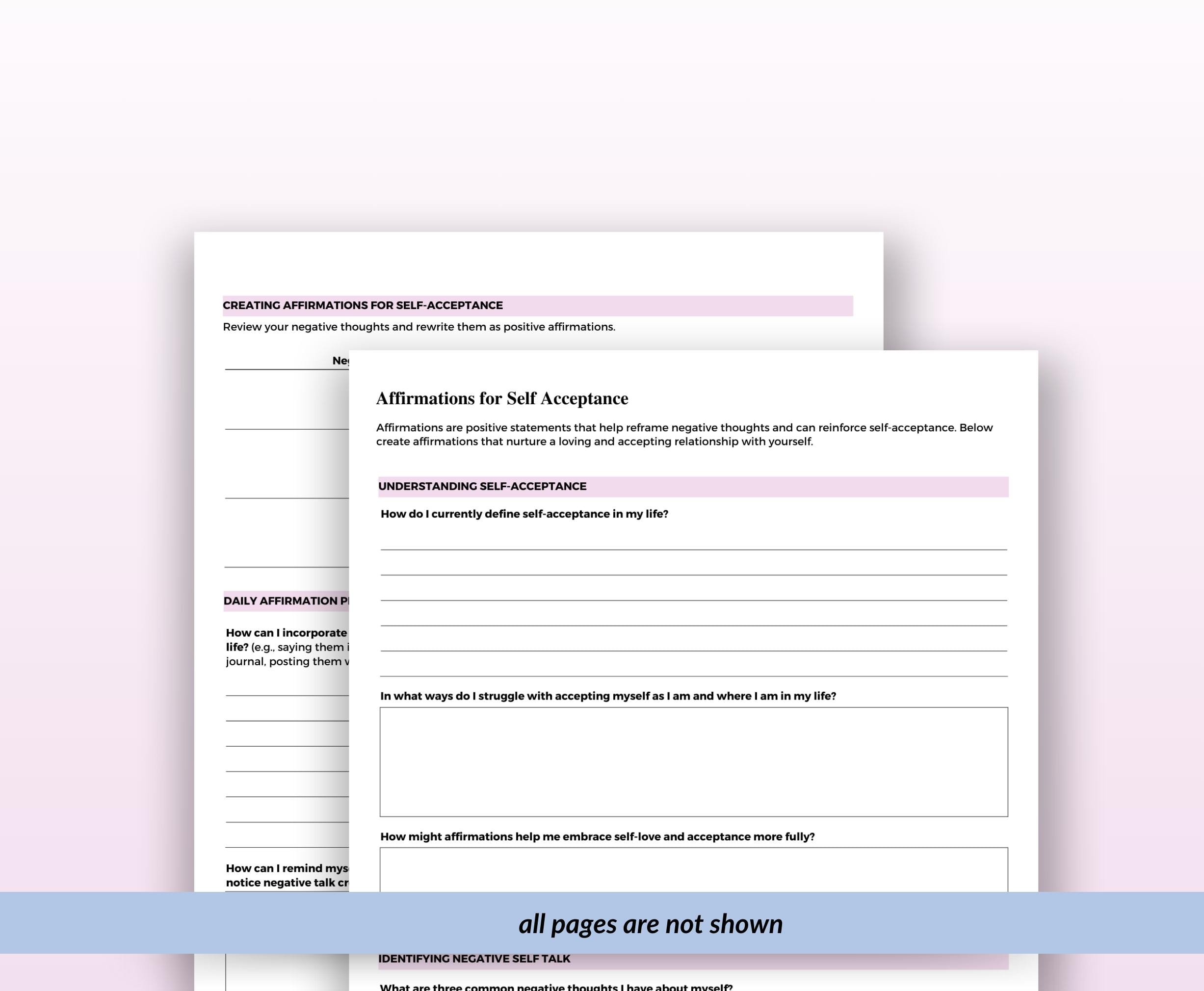 Self Acceptance Worksheets, Mental Health Worksheets, Self Love, Self ...