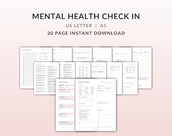 Daily Mental Health Check in |Printable Journal |Daily Journal |Reflection Journal |Daily Check in |Planner Inserts|Self Care| Mental Health