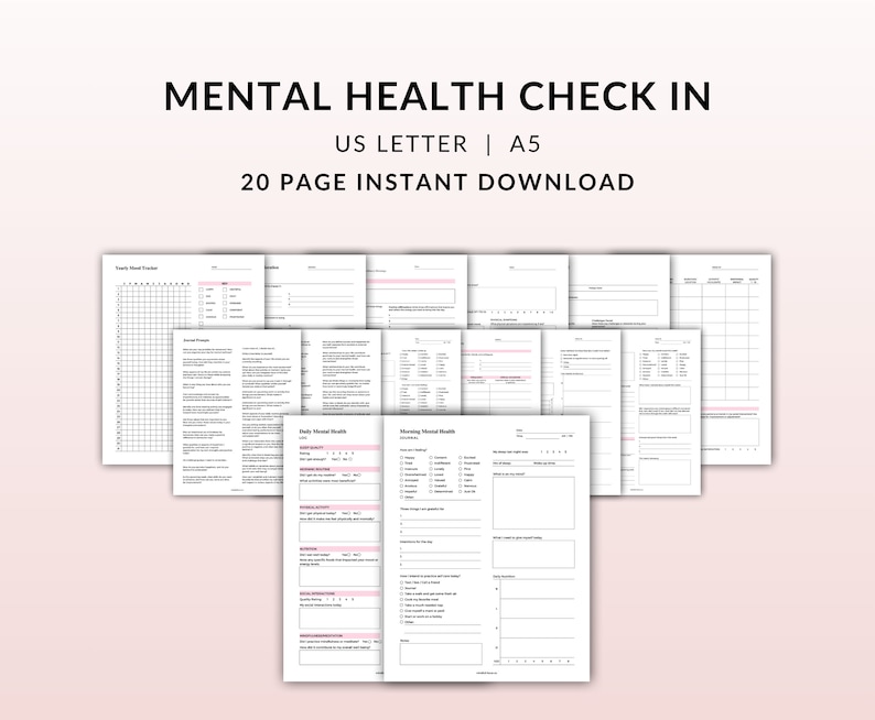 Daily Mental Health Check in |printable Journal |daily Journal ...