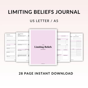 Limiting Beliefs Worksheet, Self Therapy, Mental Health, Personal Growth, Journal Inserts, Therapy Worksheets, Mental Health Worksheets