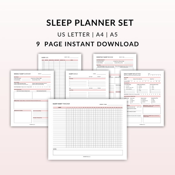 Printable Sleep Tracker, Sleeping Log, Monthly Sleep Tracker,  Planner Inserts, a5 inserts, a4 inserts, Wellness Inserts, Sleep Diary