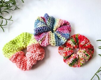 Large Eco-friendly Scrunchie | Organic Cotton | Multicolor | Crochet