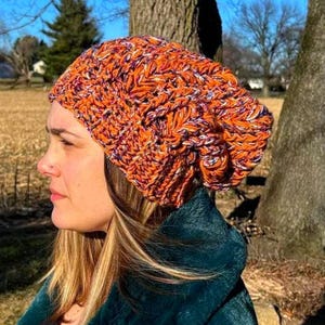 100% Merino Wool Organic Chunky Slouchy Knit Hat Crochet Beanie Handmade Boho