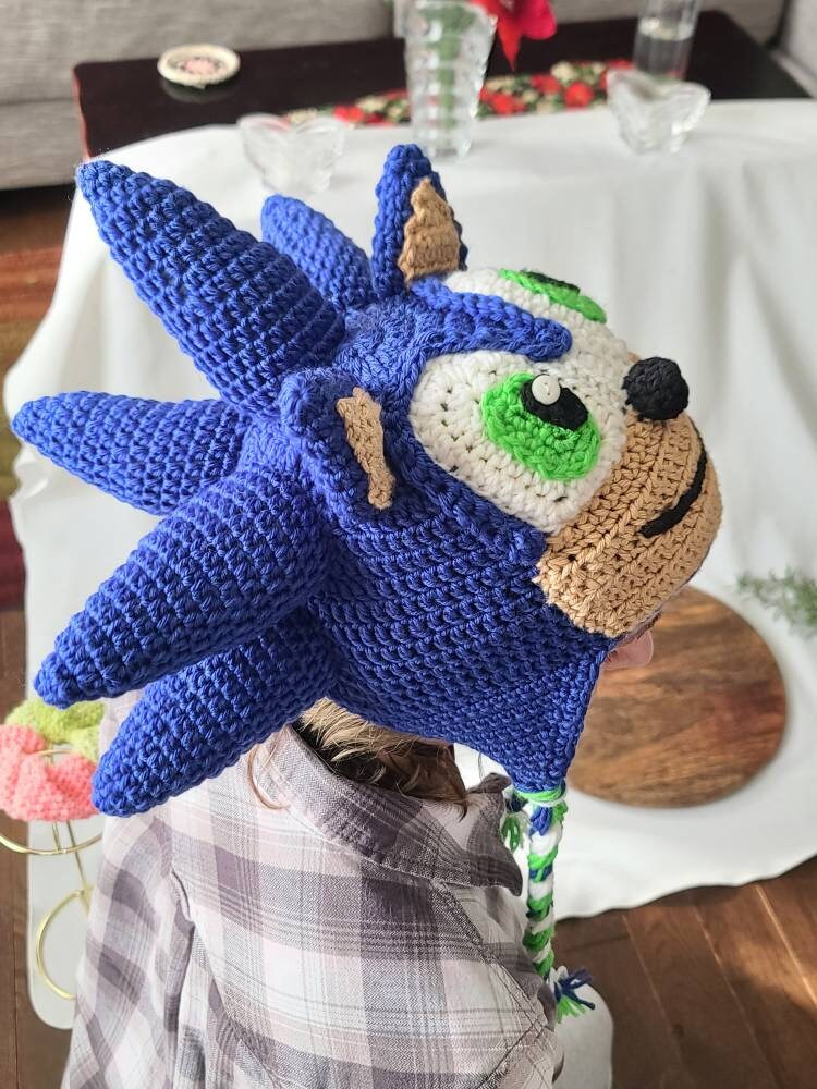 100% Merino Wool Sonic Hedgehog Inspired Child's Kid's Hat Knit Crochet ...