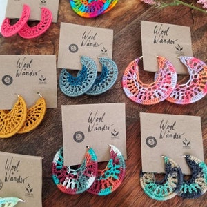 Macrame Hoop Earrings | Crochet Dreamcatcher Earrings | Sustainable Jewelry | Gold Silver| Hypoallergenic Nickel-free